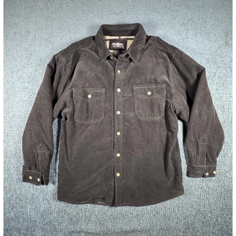 Levi Strauss & Co Shirt Jacket Mens‎ L Brown Corduroy Fleece Lined Insulated